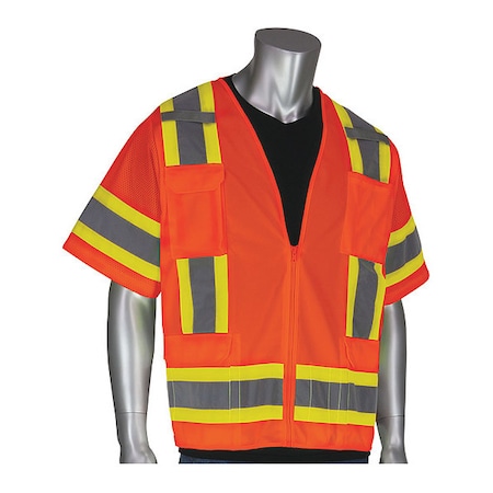 Hi-Visibility Vest, 11 Pockets, Org, 4XL MPN:303-0500-OR/4X