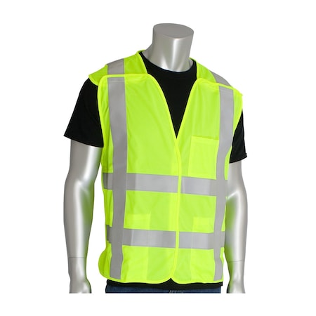 Class 2 Solid 5 Point Breakaway Fr Vest MPN:305-5PVFRLY-4X/5X