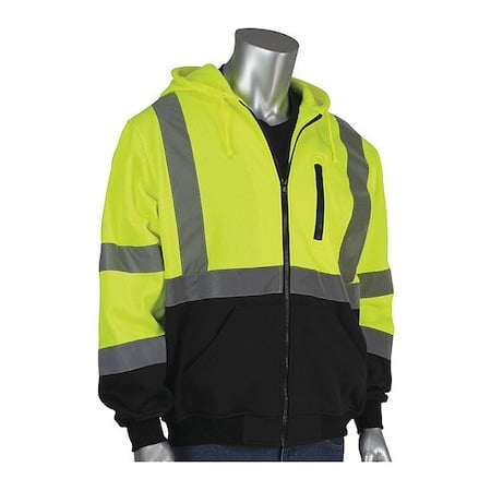 High Visibility Front Zip Sweatshirt, R3, R3, Fleece, Lime/Yellow, S MPN:323-1370B-LY/S
