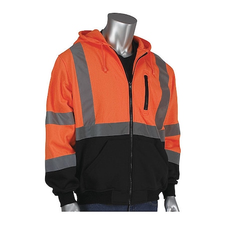 High Visibility Front Zip Sweatshirt, R3, Fleece, Orange, 3X MPN:323-1370B-OR/3X