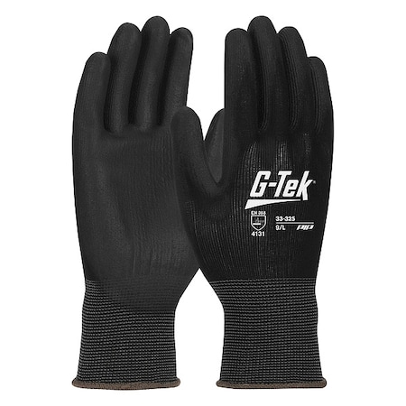 Coated Gloves, Polyurethane, Smooth, Palm, 3 Abrasion Level, Black, XL 12 PK MPN:33-325/XL