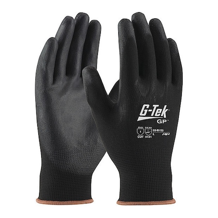 Coated Gloves, Polyurethane, Smooth, Palm, 1 Abrasion Level, Black, L (9) 12 PK MPN:33-B125/L