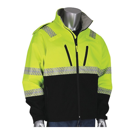 Hi-Visibility Jacket, Hood, Zipper, XL MPN:333-1550-LY/XL