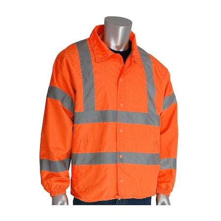 Windbreaker, 100% Polyester, Hi-Viz Orange, Xl MPN:333-WBOR-XL