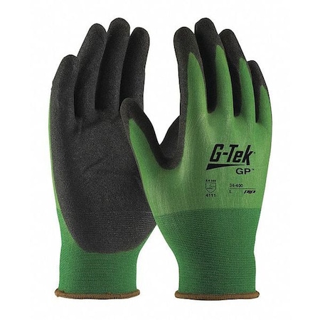 Coated Gloves, Nitrile, Micro-Surface, Palm, 2 Abrasion Level, Black/Green, M 12 PK MPN:34-400/M