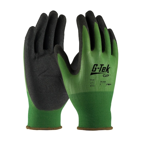 Coated Gloves, Nitrile, Micro-Surface, Palm, 2 Abrasion Level, Black/Green, S 12 PK MPN:34-400/S