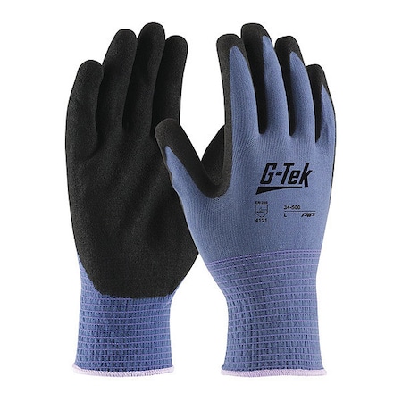 Coated Gloves, Microporous Nitrile, Foam, Palm, 2 Abrasion Level, Blue/Black, XL (10) 12 PK MPN:34-500/XL