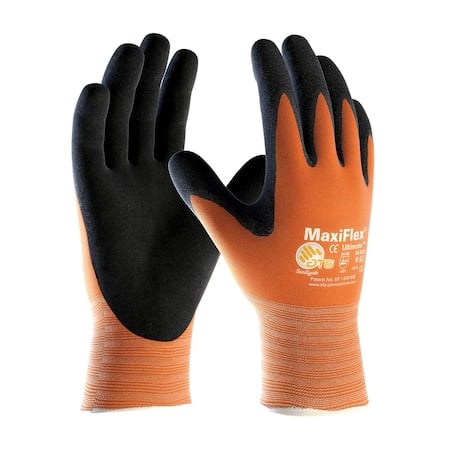 Coated Gloves, Foam Nitrile, Micro-Foam, Palm, 3 Abrasion Level, High-Visibility Orange/Black MPN:34-8014/XXL