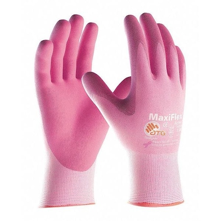 Coated Gloves, Foam Nitrile, Palm, Not Rated Abrasion Level, Pink, XS 12 PK MPN:34-8264/XS