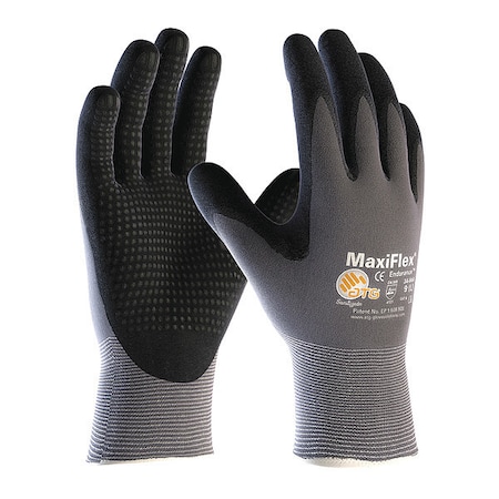 Coated Gloves, Foam Nitrile, Dotted, Palm, 3 Abrasion Level, Gray/Black, XS (6) 12 PK MPN:34-844/XS