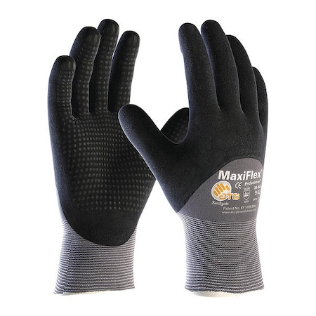 Coated Gloves, Foam Nitrile, Dotted, Palm, 4 Abrasion Level, Gray, S (7) 12 PK MPN:34-845/S
