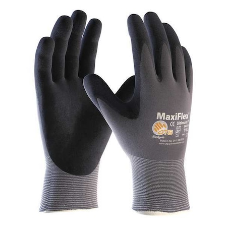 Coated Gloves, Foam Nitrile, Micro-Foam, Palm and Fingers, Not Rated Abrasion Level, Gray, XS 1 PR MPN:34-874