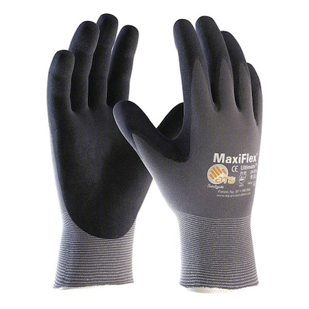 Coated Gloves, Nitrile, Sandy, 3/4 Dip, 4 Abrasion Level, Black/Gray, XS 1 PR MPN:34-874V/XS