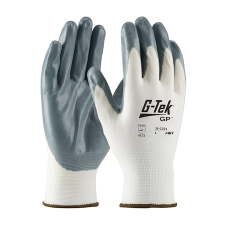 Coated Gloves, Foam Nitrile, Foam, Palm, 4 Abrasion Level, White/Gray, S 12 PK MPN:34-C234/S