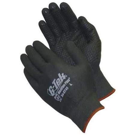 Coated Gloves, Foam Nitrile, Dotted, Full, 2 Abrasion Level, Black, S (7) 12 PK MPN:348745S