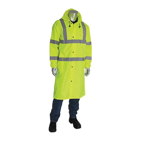 Hi-Visibility Rain Coat, Lime Yllw, 4XL, Polyester, Hi-Vis Yellow, 4XL MPN:353-1048-LY/4X