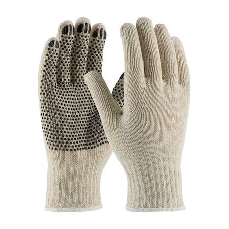 Knit Gloves, PVC, Dotted, Palm, Not Rated Abrasion Level, White/Black, 12 PK MPN:36-110PD/M