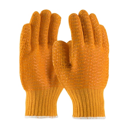 Coated Seamless Knit, Honeycomb, PK12, PVC, Double-Sided, Orange, M 12 PK MPN:39-3013/M
