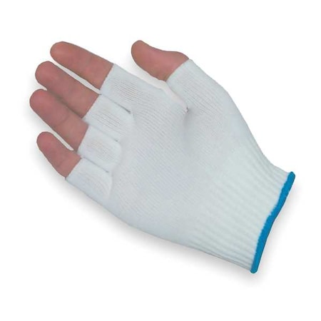 Fingerless Glove Liners, Nylon, Medium, White, Size S, 12 PK MPN:40-732/S
