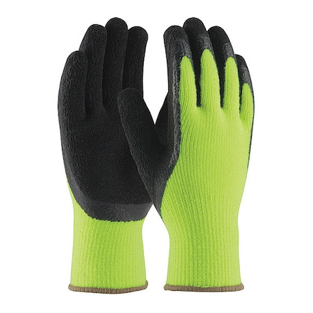 Hi-Vis Cold Protection Coated Gloves, Latex Palm, Acrylic Terry Lining, Black/Yellow, L MPN:41-1420/L