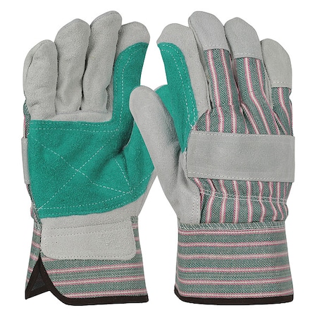 Leather Gloves, Cowhide, Safety Cuff, Wing Thumb, Full Finger, Green, XL, 12 PK MPN:500DP