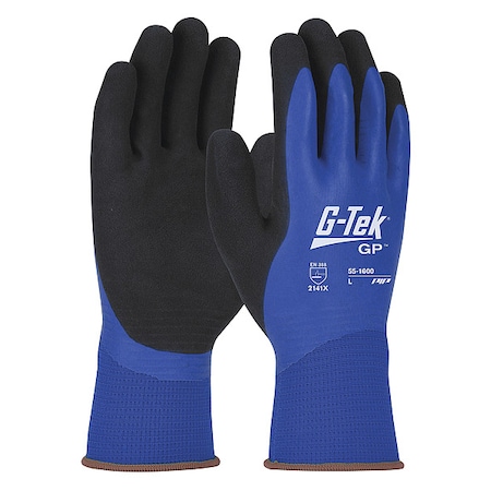Coated Gloves, Foam Latex, Foam, Palm, 3 Abrasion Level, Blue/Black, M (8) 12 PK MPN:55-1600