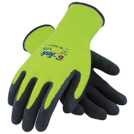 Hi-Vis Coated Gloves, Latex, Micro-Surface, Palm, 2 Abrasion Level, Black/Yellow, S 1 PR MPN:55-AG317/S