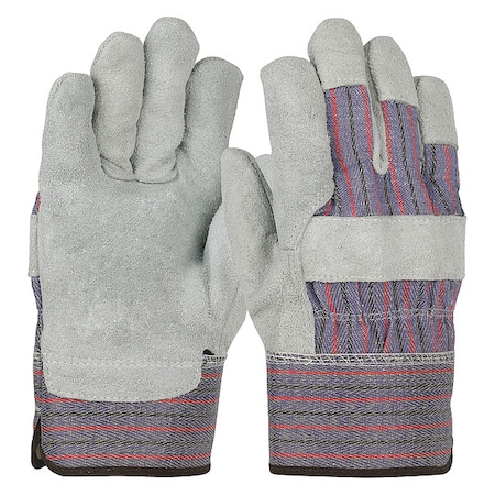 Economy Grade Split Cowhide Leather Palm Glove, Fabric Back, Gunn Cut, Wing Thumb, XL, 12PK MPN:558