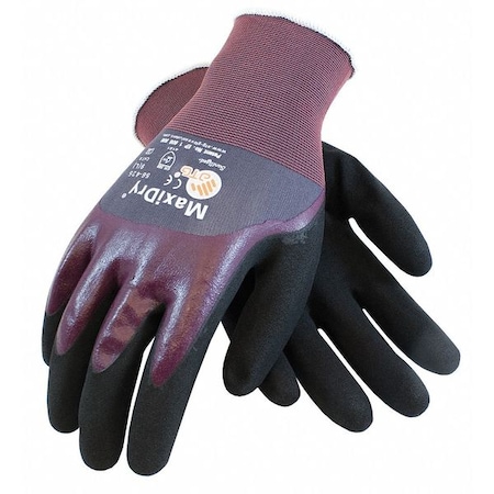 Coated Gloves, Foam Nitrile, Foam, 3/4 Dip, 3 Abrasion Level, Purple, S 12 PK MPN:56-425/S