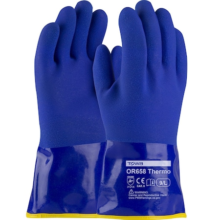 Cold Protection Gloves, PVC and Cotton Palm, Interlock/Terry Cloth Lining, Blue, 2XL MPN:58-8658DL/XXL