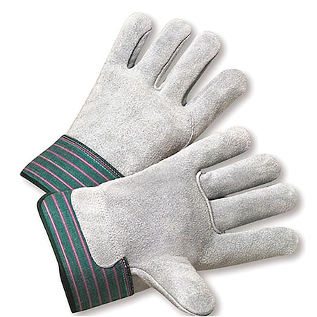 Leather Gloves, Cowhide, Safety Cuff, Wing Thumb, Full Finger, Gray, L, 12 PK MPN:600-EA