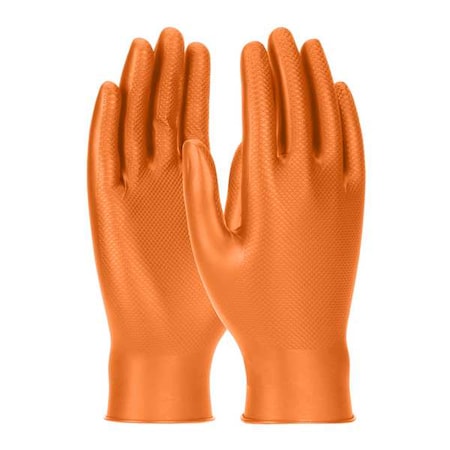 Grippaz Skins, Disposable Gloves, 6 mil Palm, Nitrile, Powder-Free, M ( 8 ), 50 PK, Orange MPN:67-256/M