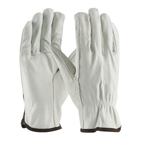 Leather Drivers Gloves, Cowhide Drivers, Shirred Slip-On, Straight Thumb, Gunn Cut, Gray, M 12 PK MPN:68-103/M