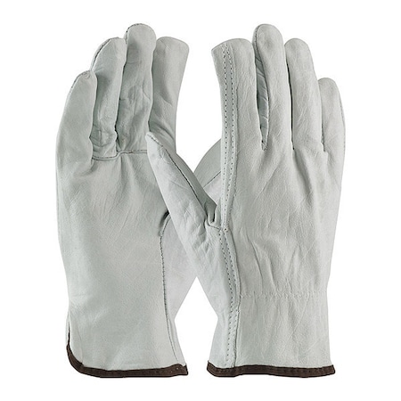 Leather Drivers Gloves, Cowhide, Shirred Slip-On, Straight Thumb, Gunn Cut, Gray, M 12 PK MPN:68-105/M