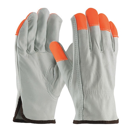 Leather Drivers Gloves, Cowhide, Shirred Slip-On, Keystone Thumb, Gunn Cut, Gray, M 12 PK MPN:68-163HV/M