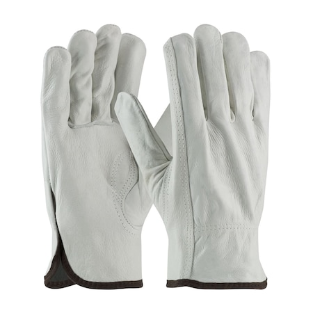 Leather Drivers Gloves, Cowhide, Shirred Slip-On, Keystone Thumb, Gunn Cut, Gray, L 12 PK MPN:68-163/L