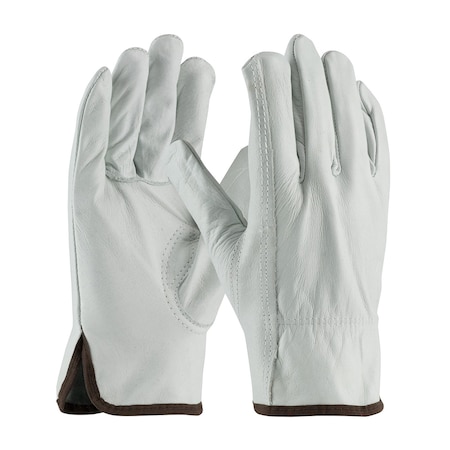 Leather Drivers Gloves, Cowhide, Shirred Slip-On, Keystone Thumb, Gunn Cut, Gray, M 12 PK MPN:68-165/M