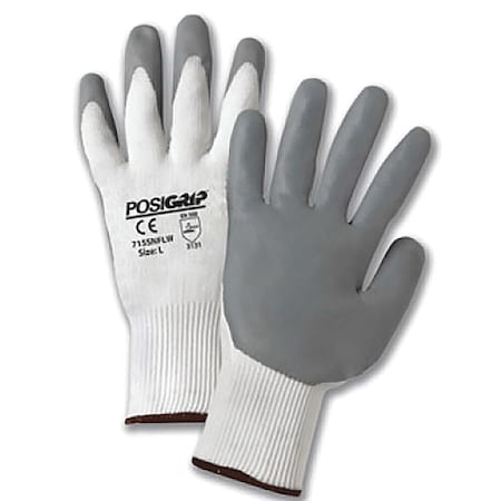 Coated Gloves, Polyurethane, Smooth, Palm & Fingers, 4 Abrasion Level, White, L (9) 12 PK MPN:715SNFLW/L