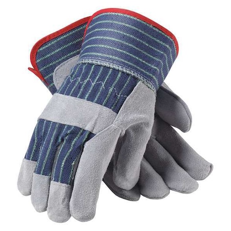 Leather Palm Gloves, Cowhide, Safety Cuff, Wing Thumb, Full Finger, Blue, S, 12 PK MPN:82-7563/S