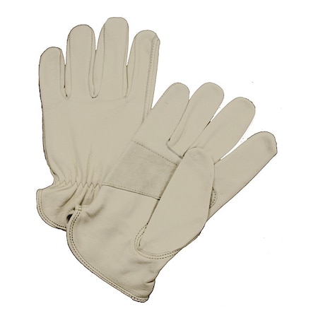 Leather Drivers Gloves, Shirred Slip-On Cuff, Keystone Thumb, Beige, M, 12 PK MPN:984K