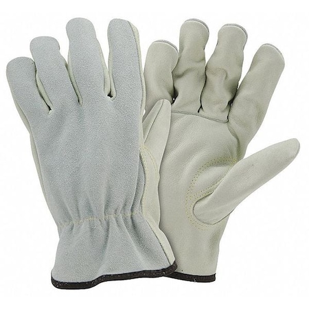 Leather Gloves, Shirred Slip-On, Keystone Thumb, Gunn Cut, Gray, 2XL, 12 PK MPN:993K/XXL