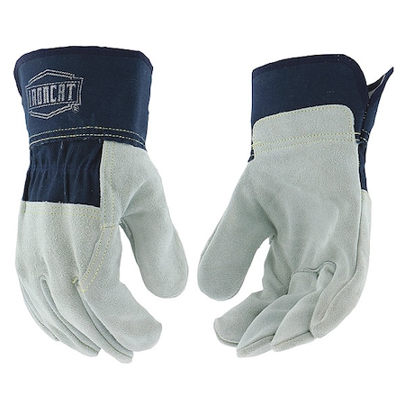 Leather Palm Gloves, Cowhide, Safety Cuff, Wing Thumb, Full Finger, Gray, M, 12 PK MPN:IC65/M