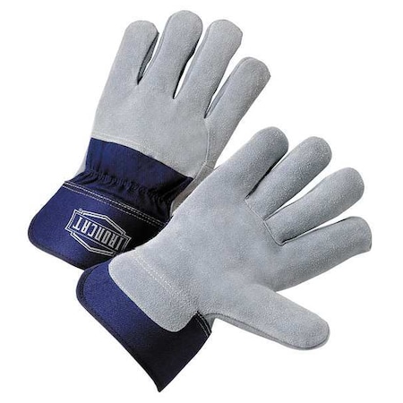 Leather Palm Gloves, Cowhide, Safety Cuff, Wing Thumb, Full Finger, Gray, XL, 12 PK MPN:IC6/XL