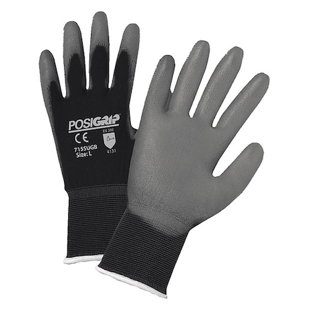 Gray Pu Palm Coated Black Nylon Gloves MPN:715SUGB/S