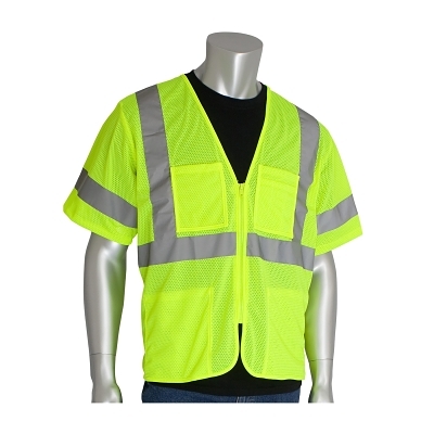 Mesh Vest 4 Pockets Zipper 2IN. Tape Ly MPN:303-MVGZ4P-LY/S
