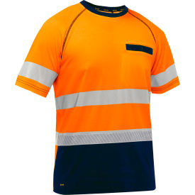 Bisley® Men's Short Sleeve T-Shirt with Navy Bottom Class 2 4XL Hi-Vis Orange 312M1118T-ON/4X
