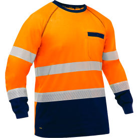 Bisley® Men's Long Sleeve Shirt with Navy Bottom Class 3 4XL Hi-Vis Orange 313M6118T-ON/4X