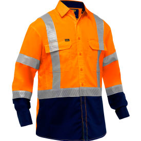 Bisley® Men's Long Sleeve Work Shirt with X-Airflow™ & Navy Bottom 4XL Hi-Vis Yellow 313M6491H-YN/4X