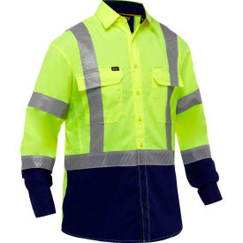 Bisley® Men's Long Sleeve Work Shirt with X-Airflow™ & Navy Bottom M Hi-Vis Yellow 313M6491H-YN/M