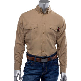 PIP® Men's AR/FR Dual Certified Ripstop Long Sleeve Work Shirt 4XL Tan 385-FRRS-TN/4X